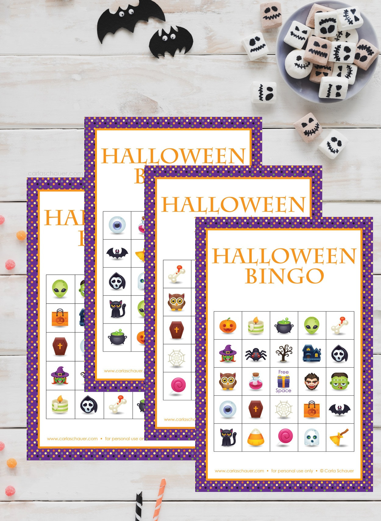 Free Printable Halloween Bingo Cards {For All Ages!} - Carla with regard to Free Printable Halloween Bingo Cards For 50 Players