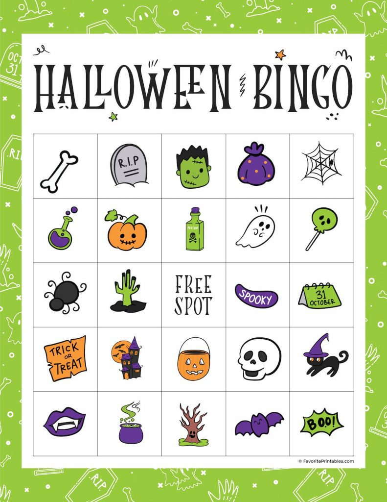 Free Printable Halloween Bingo Game - Favorite Printables in Free Printable Halloween Word Bingo Cards
