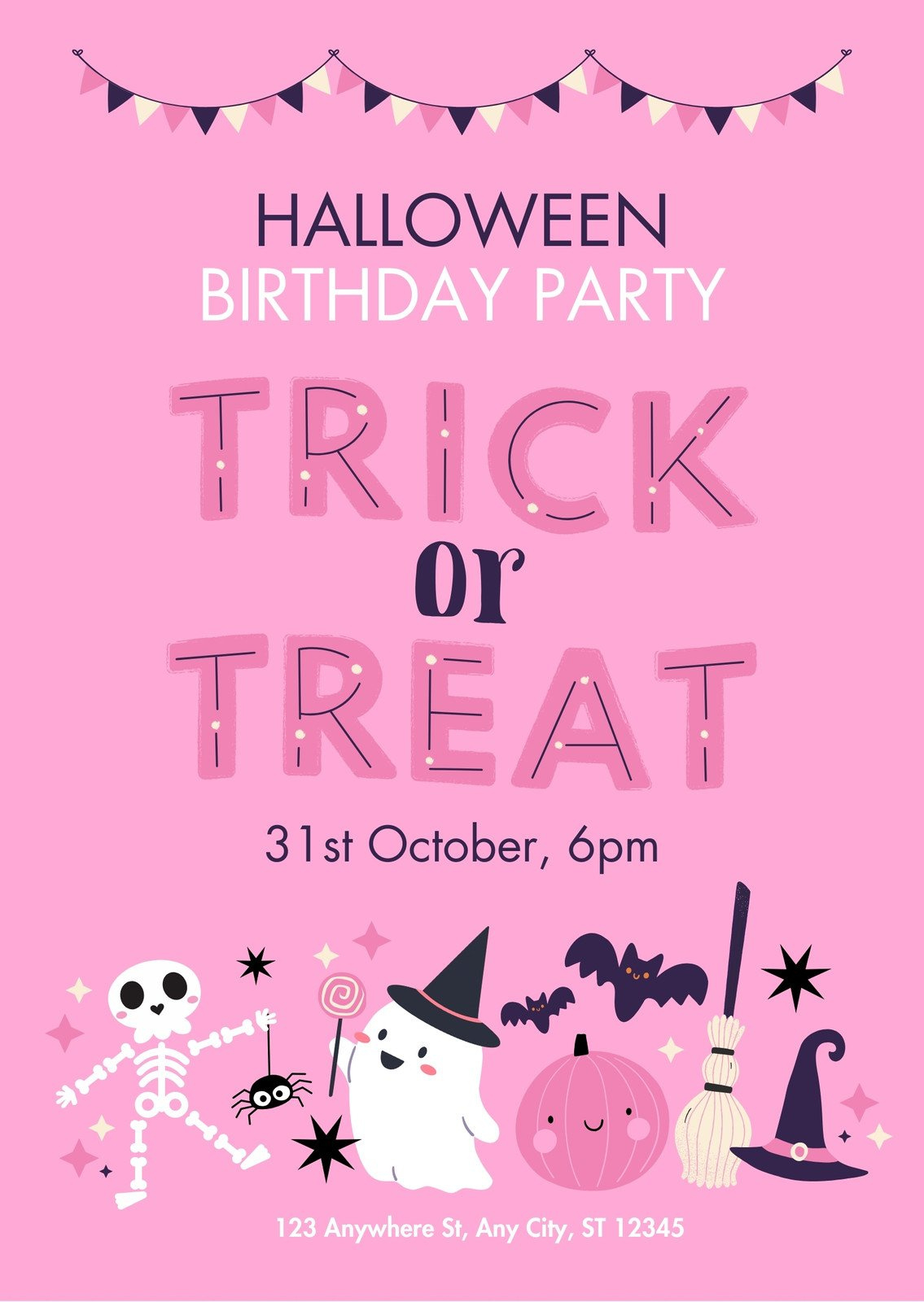 Free Printable Halloween Birthday Invitation Templates | Canva within Free Printable Halloween Birthday Party Invitations