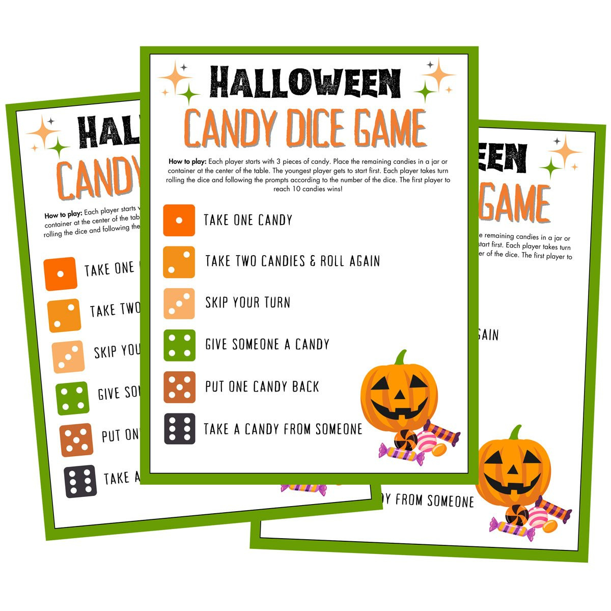 Free Printable Halloween Candy Dice Game For Kids - Scattered for Free Printable Halloween Dice Game