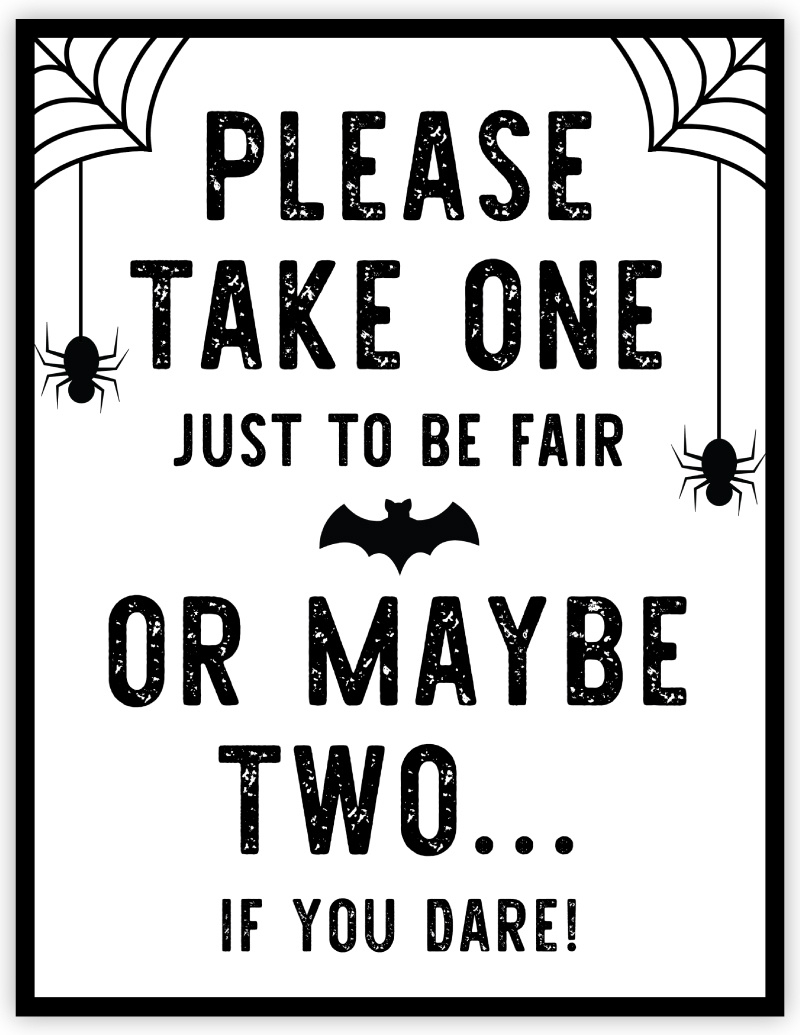 Free Printable Halloween Candy Sign | Please Take One - Pjs And Paint inside Free Printable Halloween Sign Please Take One