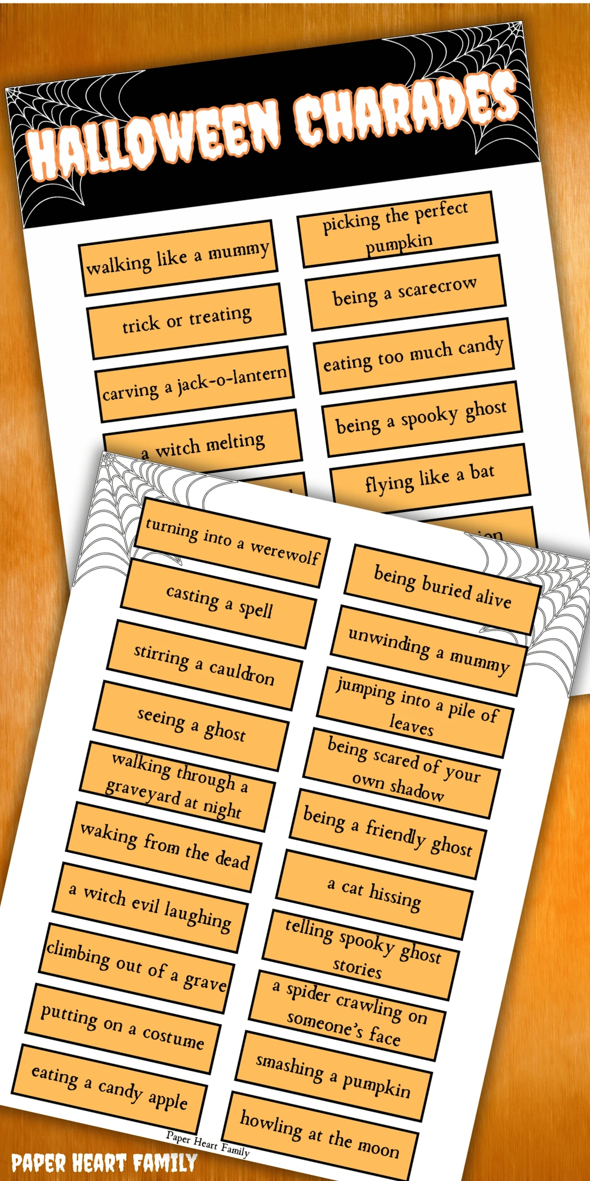 Free Printable Halloween Charades Game For All Ages with Free Printable Halloween Charades For Kids