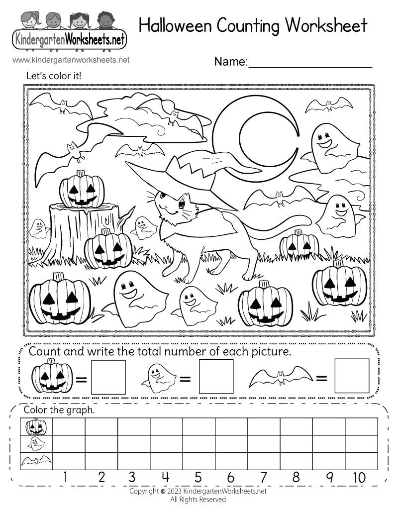 Free Printable Halloween Counting Worksheet regarding Printable Halloween Packet
