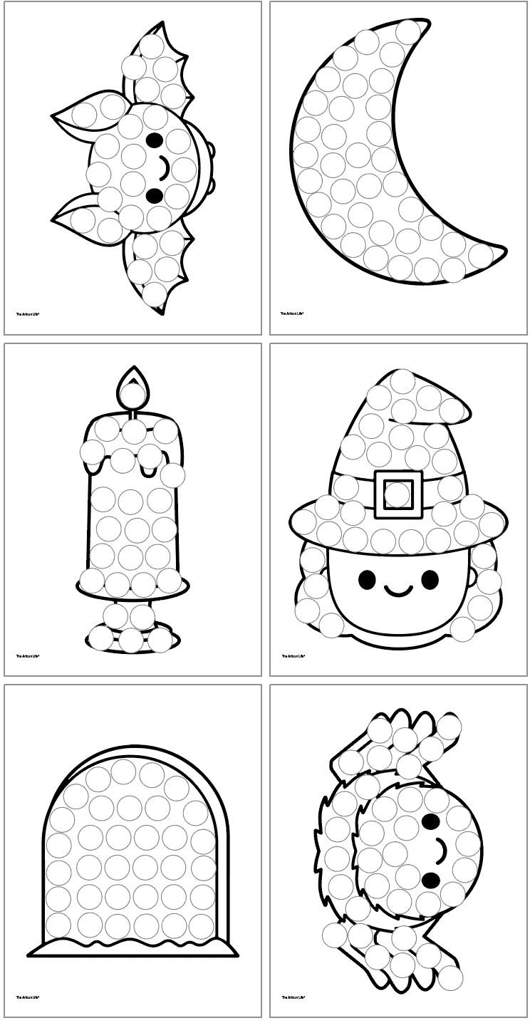 Free Printable Halloween Dot Marker Coloring Pages - The Artisan Life with Free Printable Halloween Dot Art