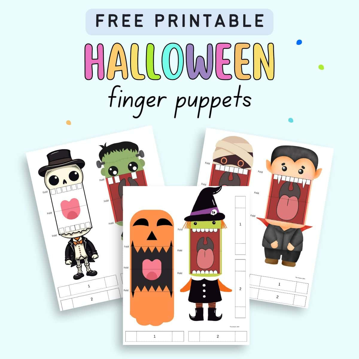 Free Printable Halloween Finger Puppets - The Artisan Life for Printable Halloween Puppet