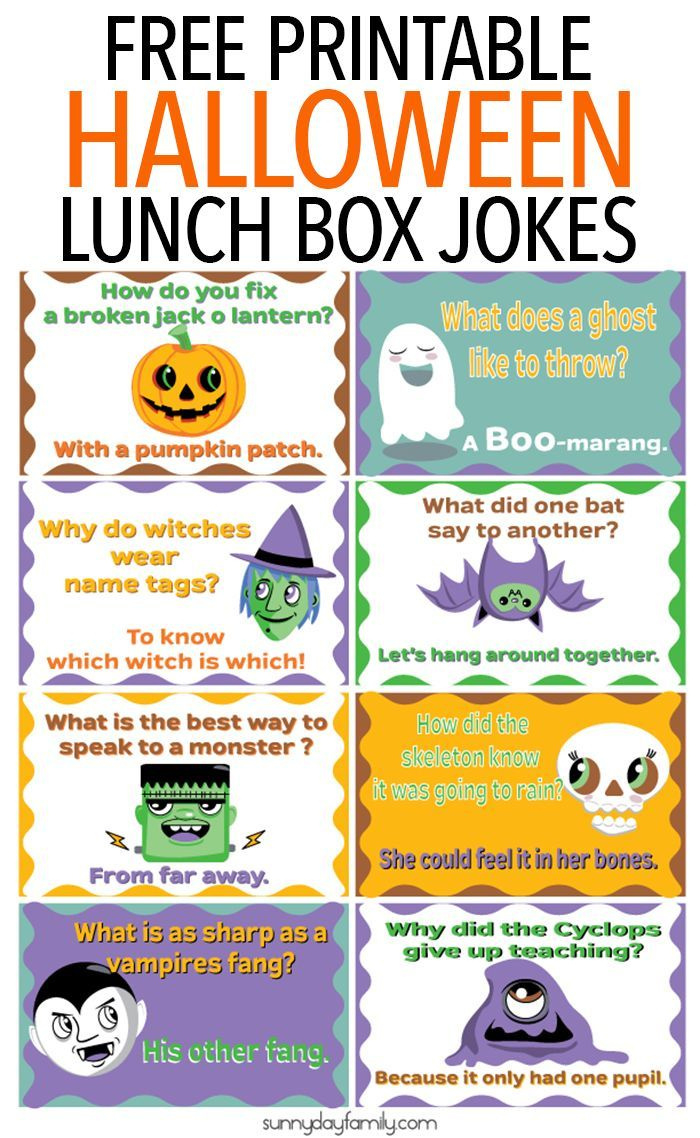 Free Printable Halloween Lunch Box Jokes For Kids throughout Halloween Jokes For Kids Printable