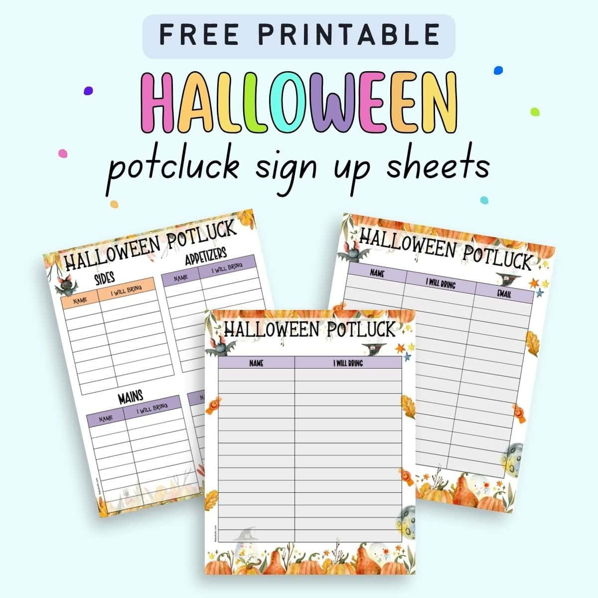 Free Printable Halloween Potluck Sign Up Sheet - The Artisan Life with Free Printable Halloween Potluck Sign Up Sheet