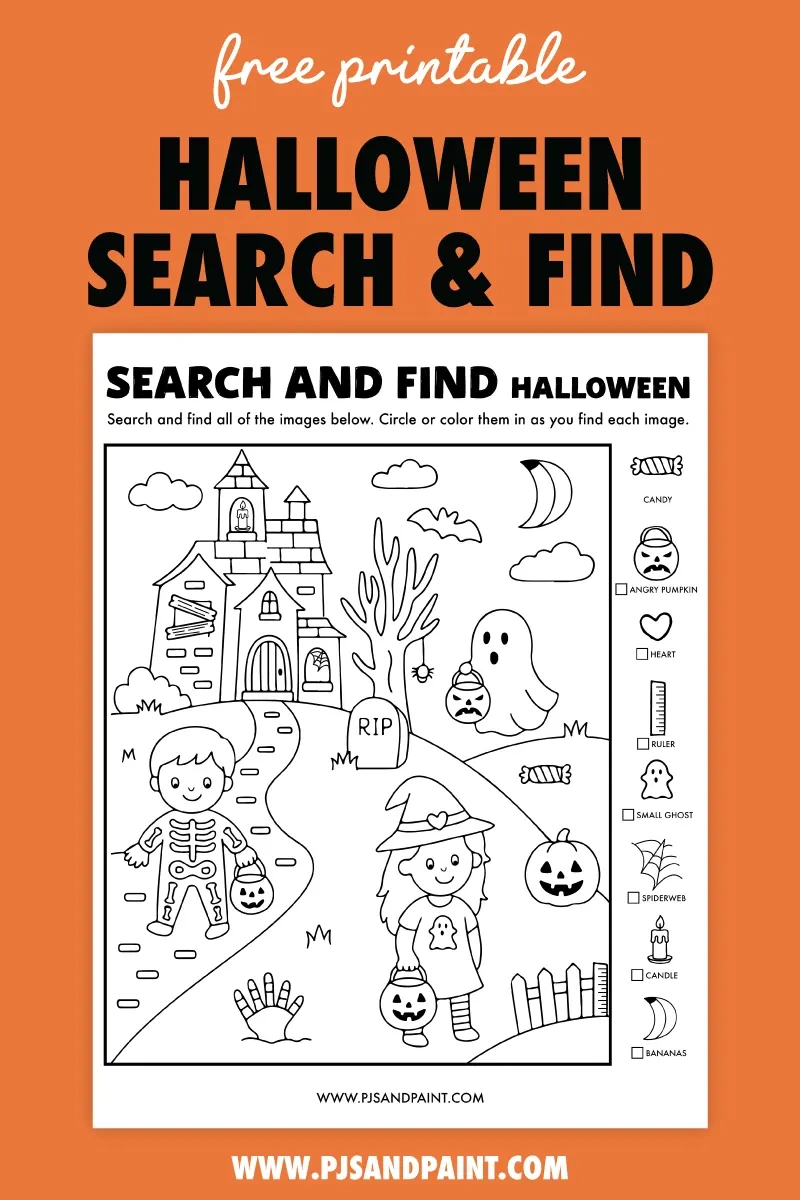 Free Printable Halloween Search And Find - Pjs And Paint for Halloween Search And Find Printable