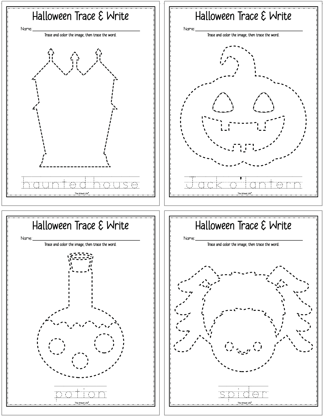 Free Printable Halloween Tracing Worksheets - The Artisan Life for Free Printable Halloween Tracing Pages