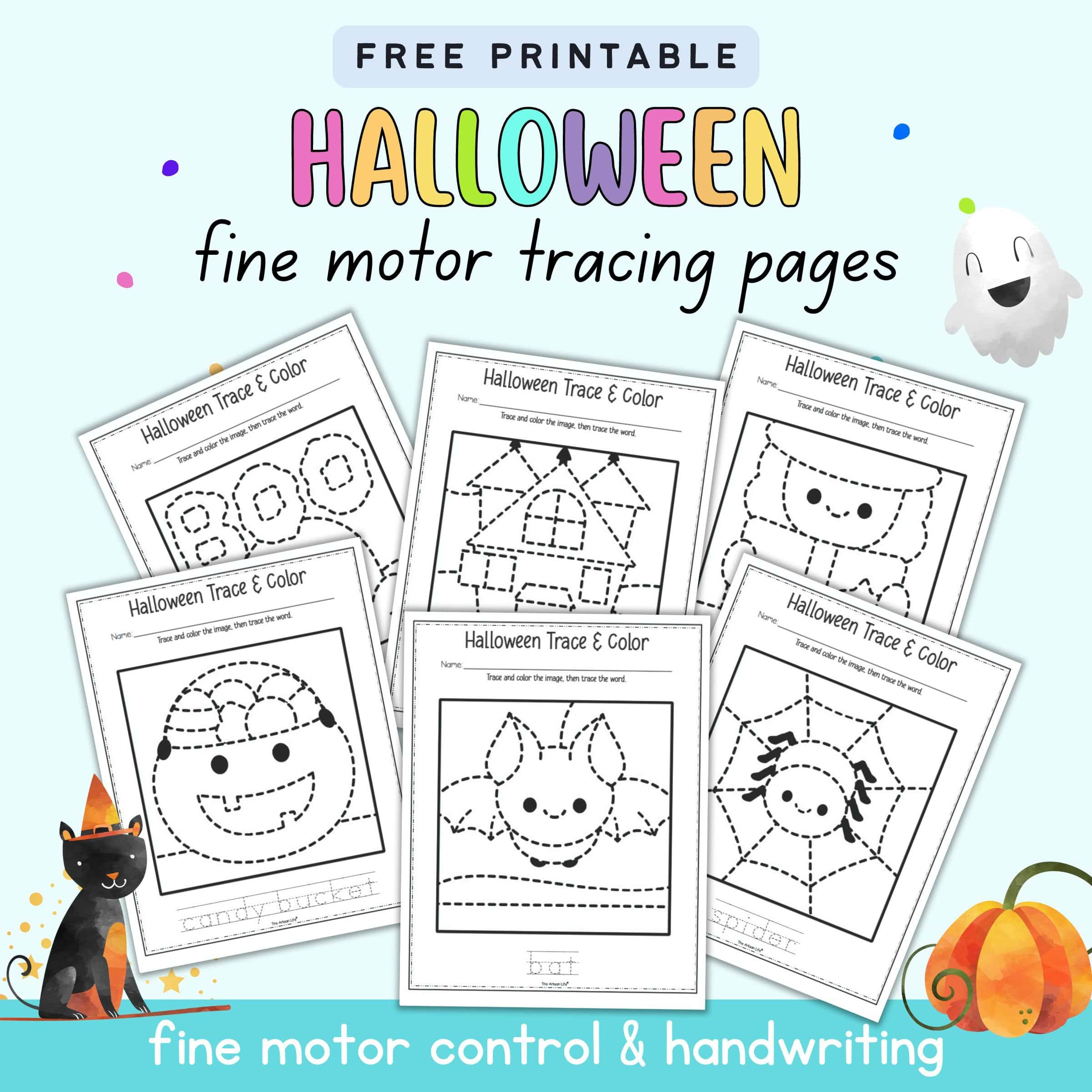 Free Printable Halloween Tracing Worksheets With Vocabulary - The with Free Printable Halloween Tracing Pages