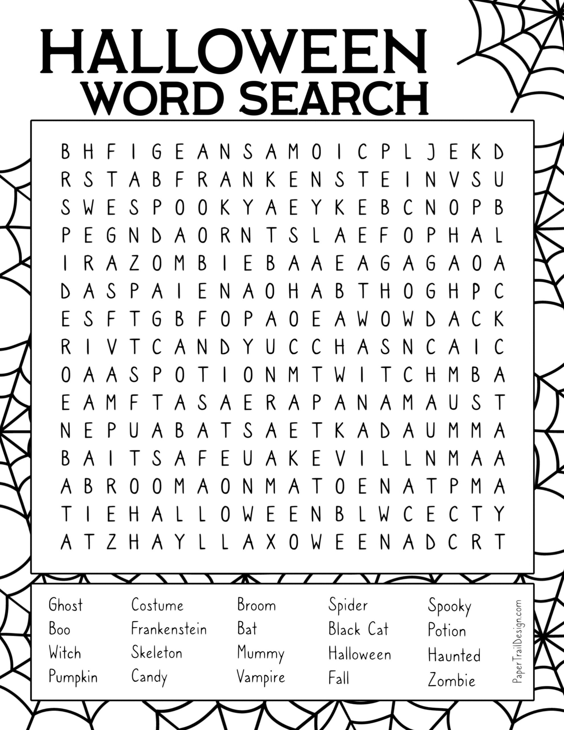 Free Printable Halloween Word Search - Paper Trail Design pertaining to Word Search Printable Halloween