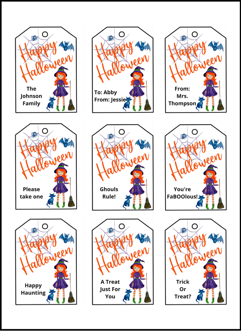 Free Printable Happy Halloween Tags (Editable) - Cassie Smallwood with regard to Free Printable Halloween Tags For Kids