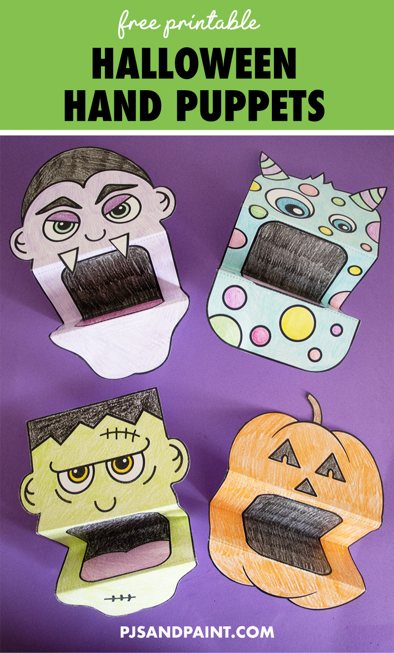 Free Printable Paper Halloween Hand Puppets - Pjs And Paint inside Printable Halloween Hand Puppets