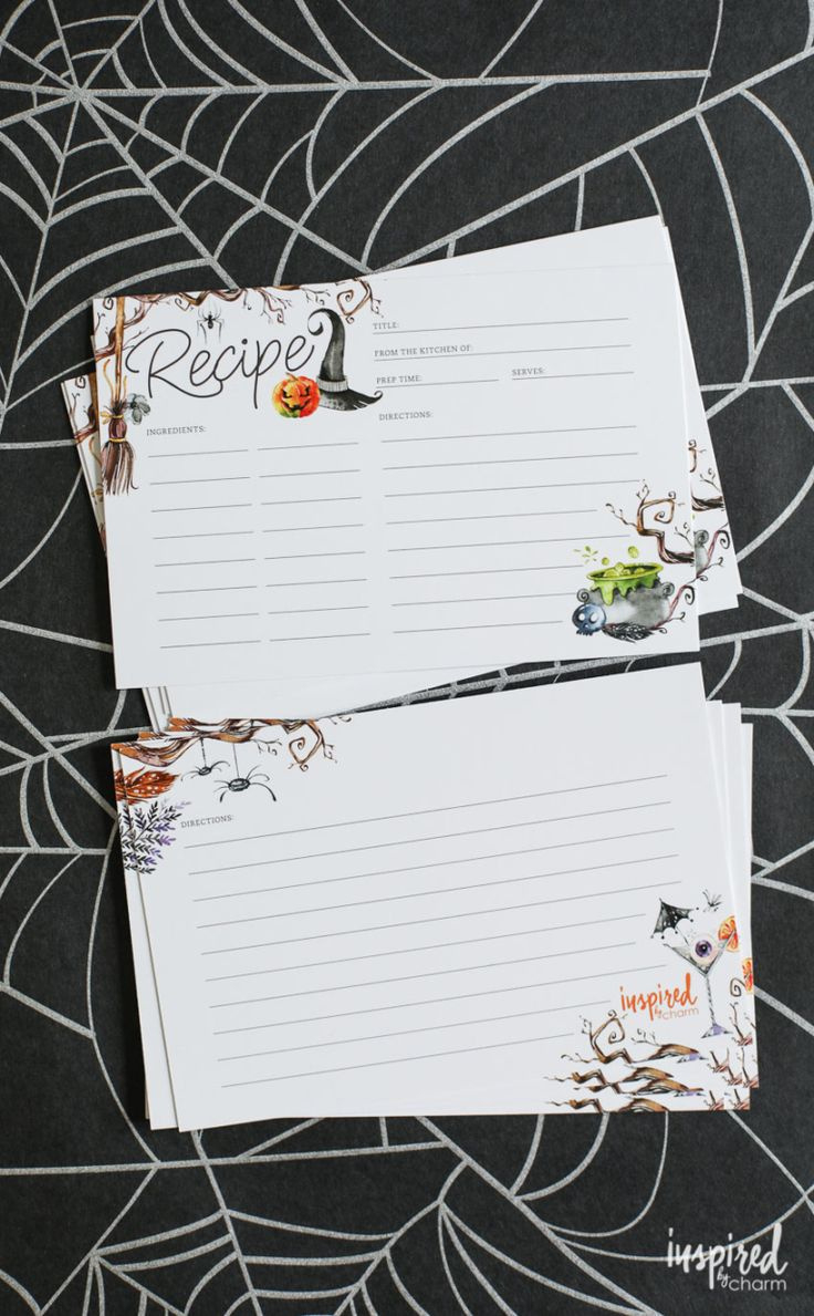 Free Printable Recipe Cards For Halloween throughout Printable Halloween Recipe