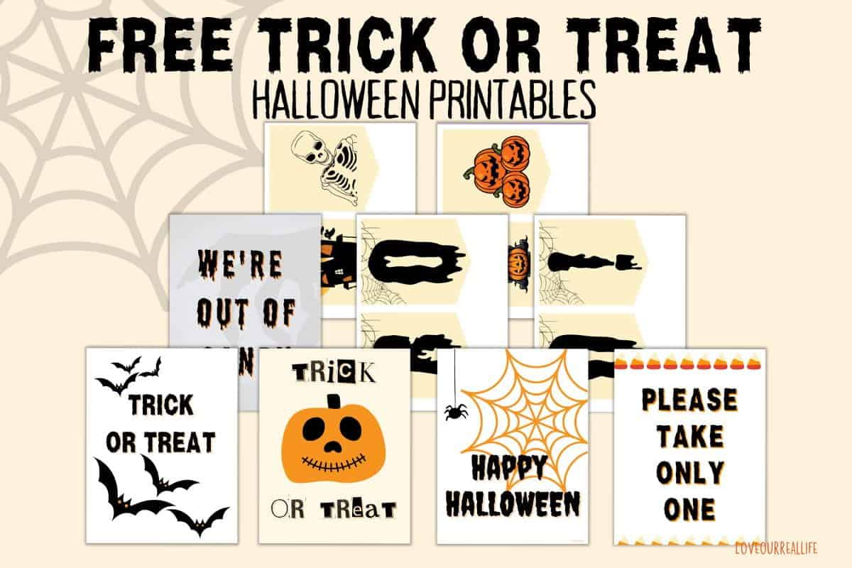 Free Printable Trick Or Treat Signs For Halloween ⋆ Love Our Real for Printable Halloween Trick or Treat
