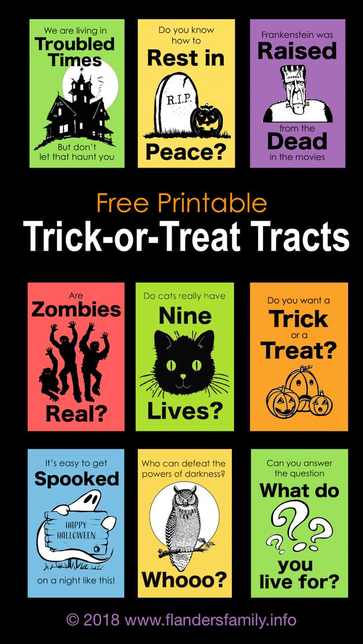 Free Printable Trick-Or-Treat Tracts with Printable Halloween Tracts