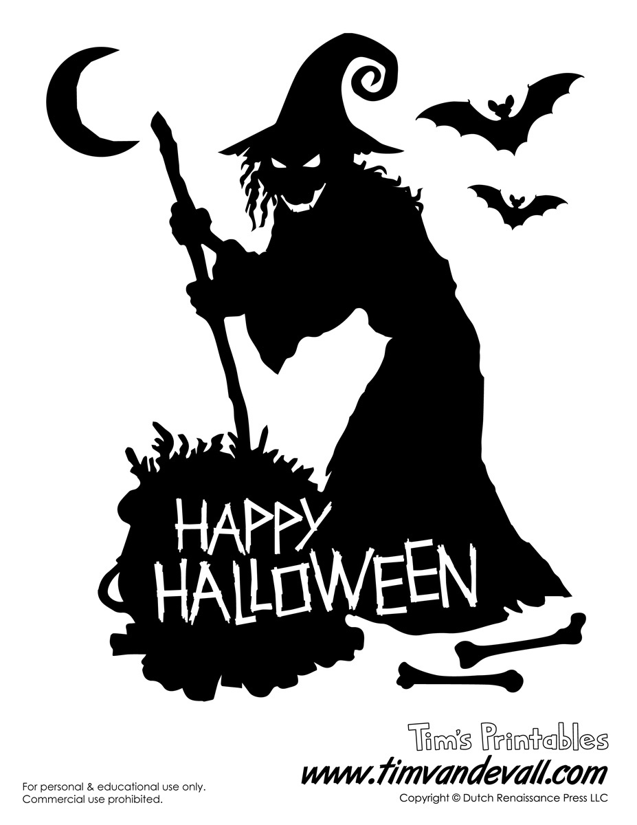Free Printable Witch Silhouette For Halloween within Printable Halloween Witch