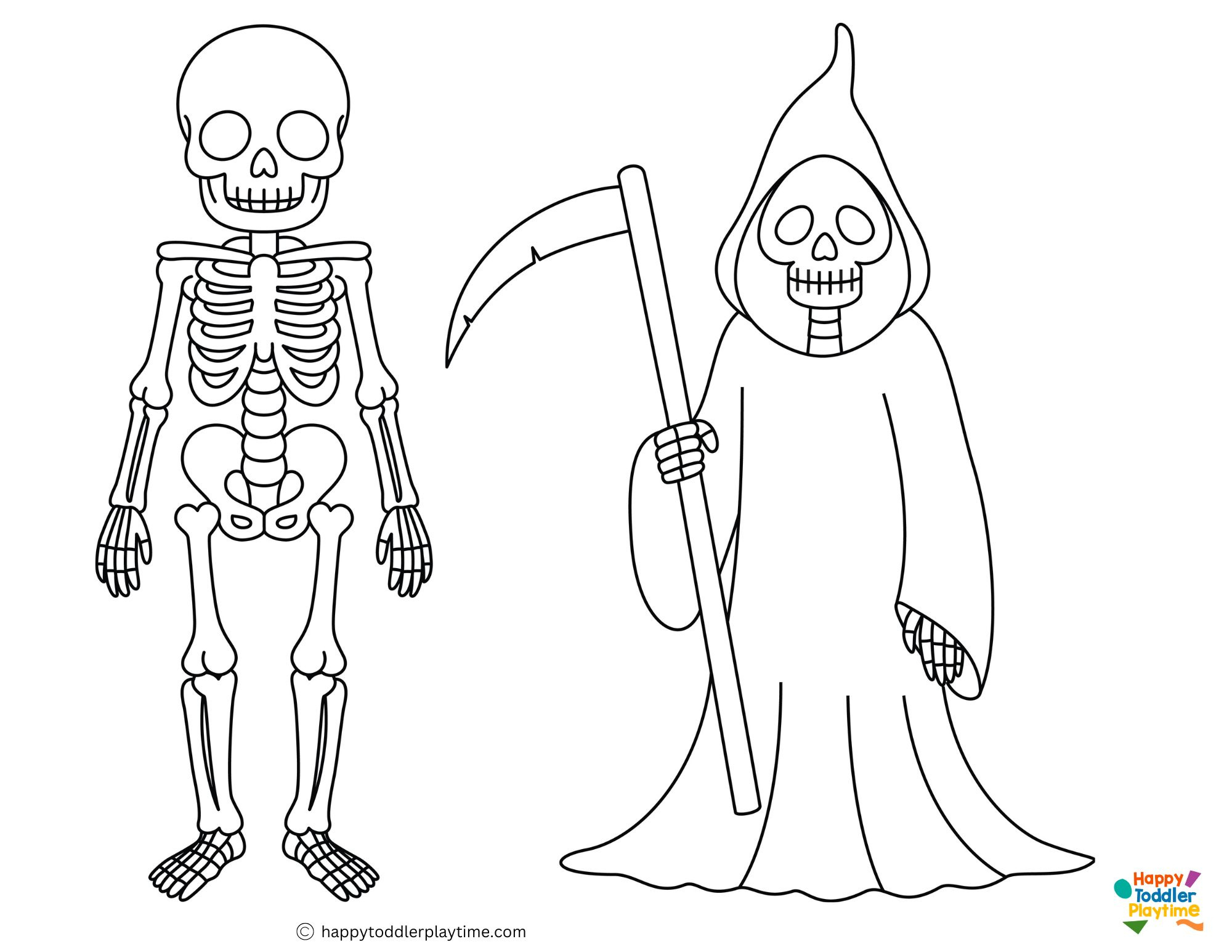 Free Skeleton Coloring Pages - Happy Toddler Playtime for Printable Halloween Skeleton Coloring Page