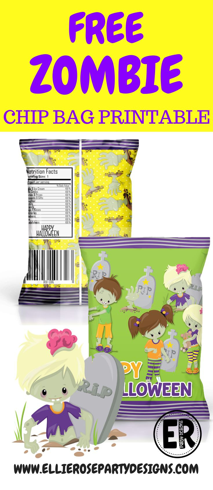 Free Zombie-Themed Halloween Chip Bag Printable regarding Printable Halloween Chip Bag