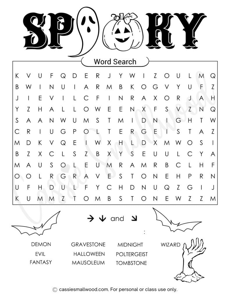Fun Free Printable Halloween Word Searches - Cassie Smallwood within Halloween Word Search Printable