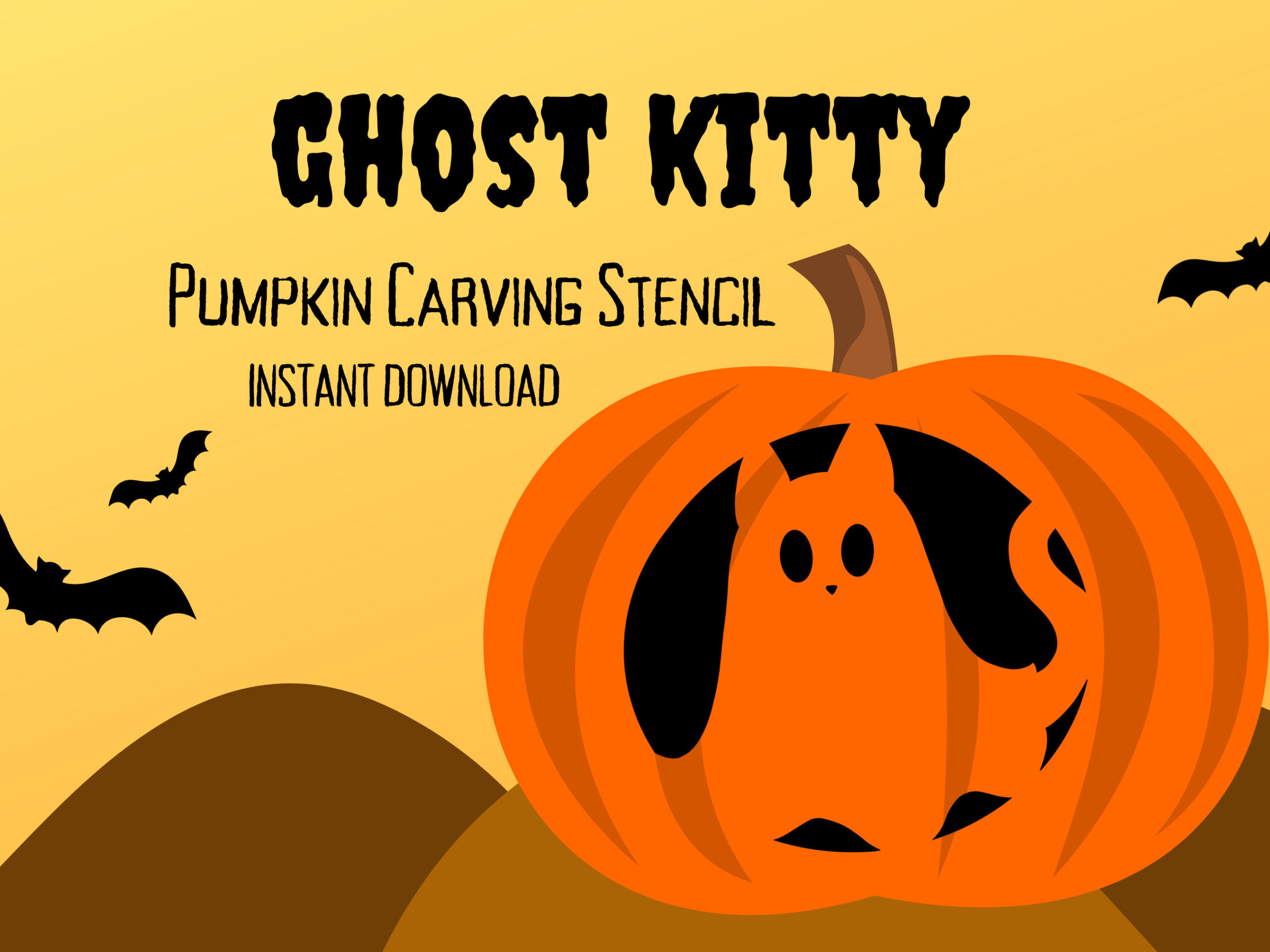 Ghost Kitty Pumpkin Carving Stencil | 1 Kawaii Halloween Jack O pertaining to Hello Kitty Pumpkin Carving Stencil Printable