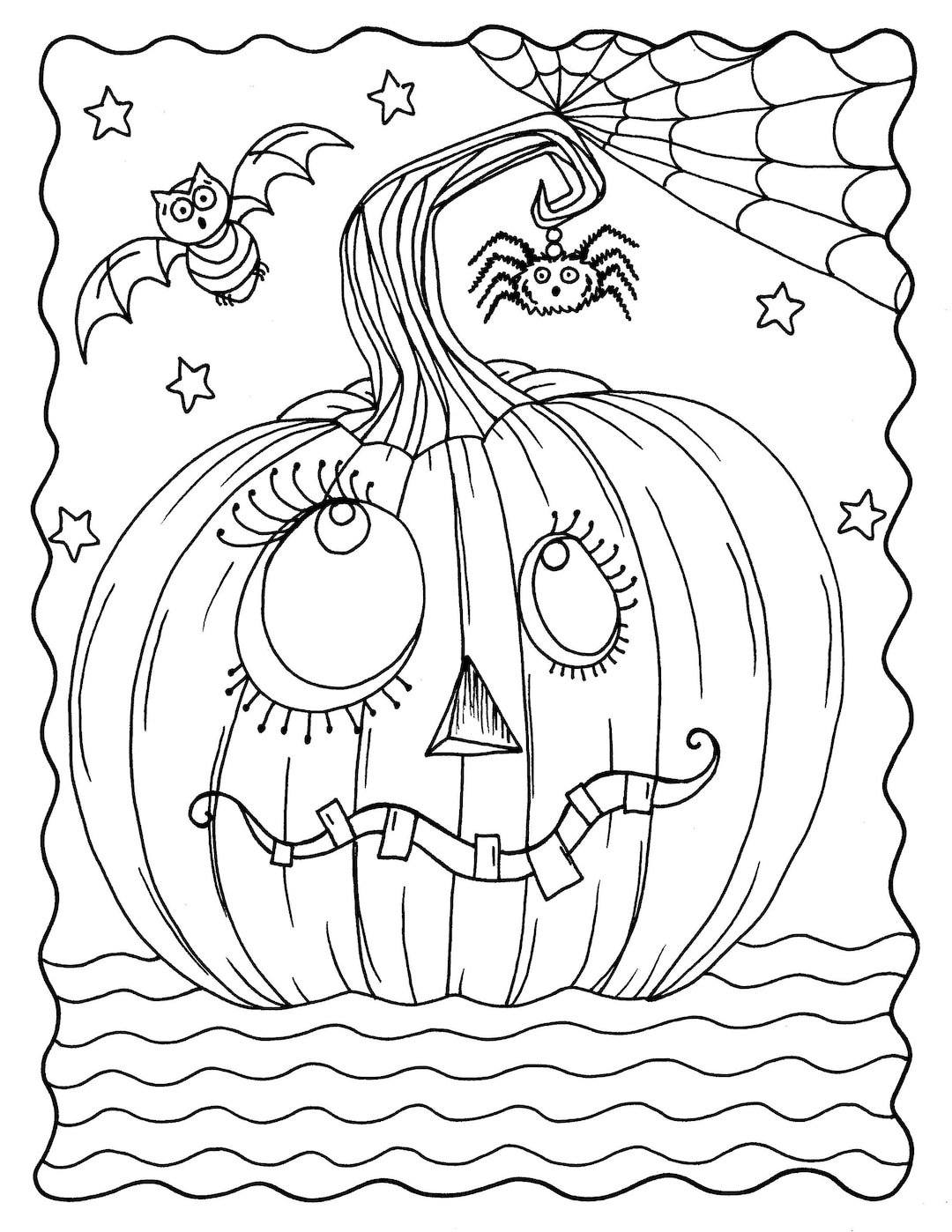 Goofy Pumpkin Coloring Page Digital Download, Instant Printable regarding Printable Coloring Page Pumpkin