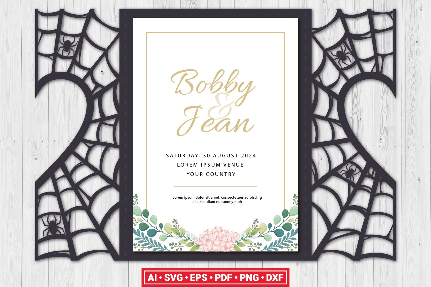 Gothic Spiderweb Halloween Wedding Invitation Template Svg in Printable Halloween Wedding Invitations
