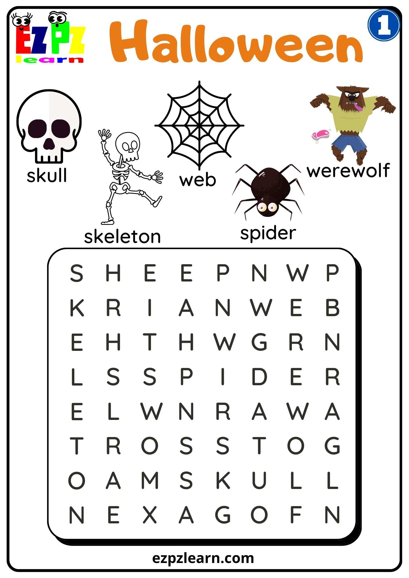 Group 1 Halloween Word Search For Kids - Ezpzlearn with regard to Easy Halloween Word Search Free Printable