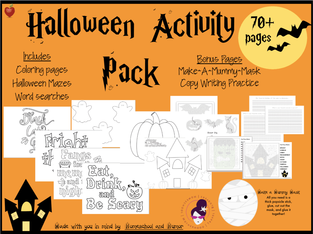 Halloween Activity Pack » Homeschool And Humor with regard to Free Printable Halloween Activity Pack
