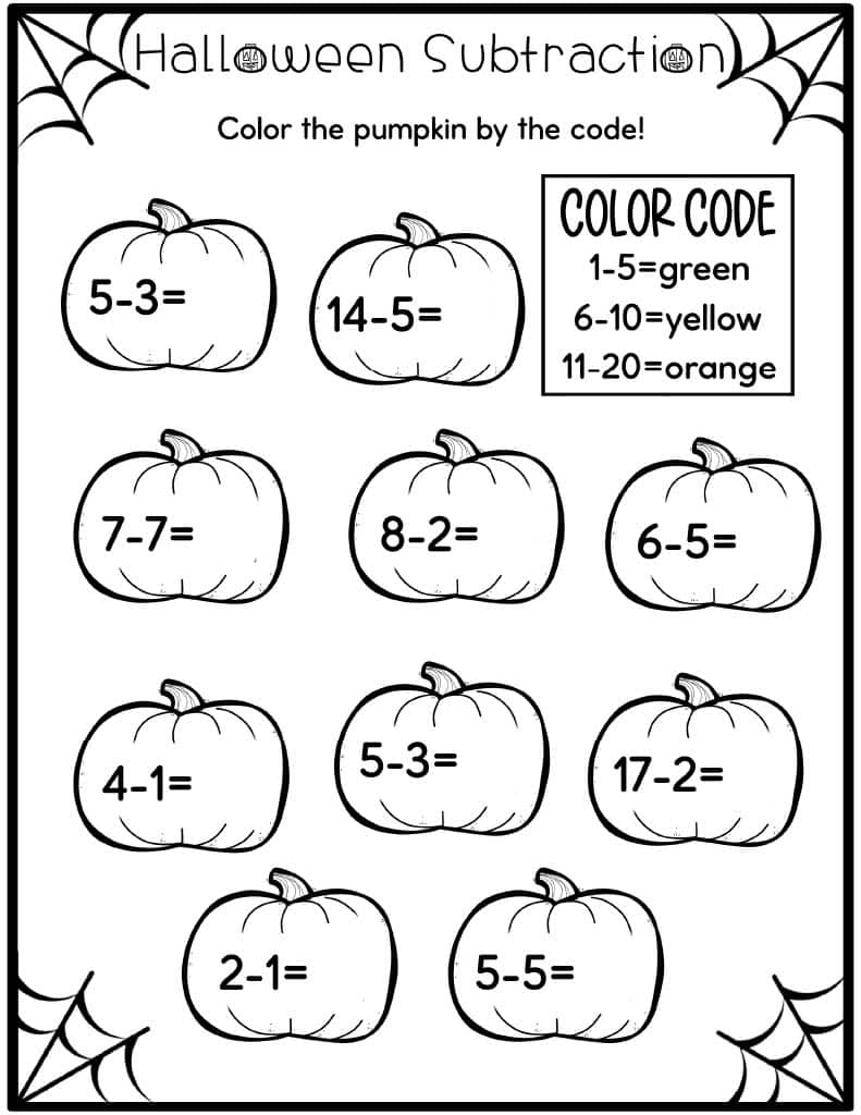 Halloween Addition And Subtraction Worksheets - Kids Activity Zone with regard to Free Printable Halloween Math Worksheets For 3rd Grade
