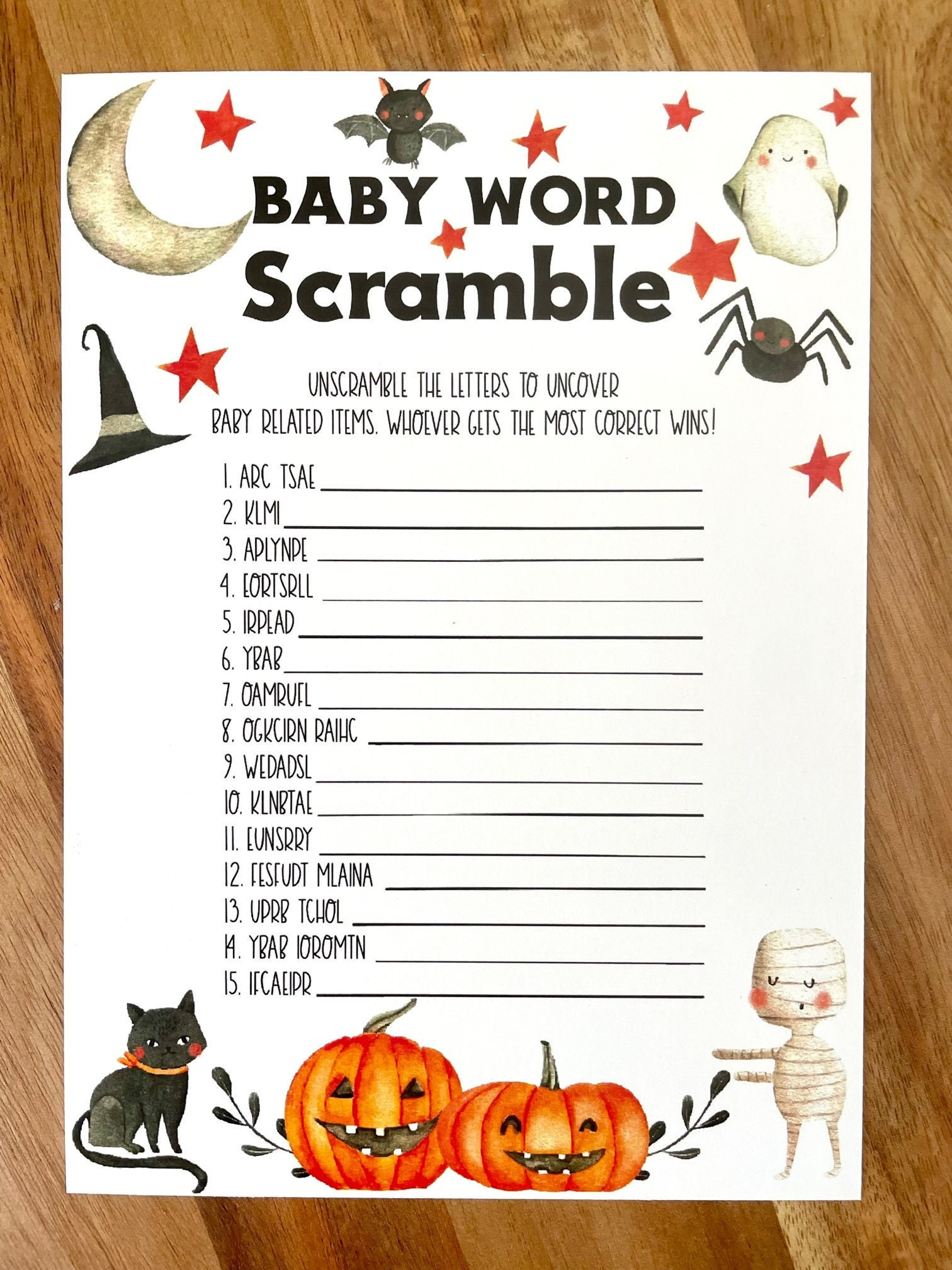 Halloween Baby Shower Games: Gender Neutral Printable Bundle (Pdf within Printable Halloween Baby Shower Games