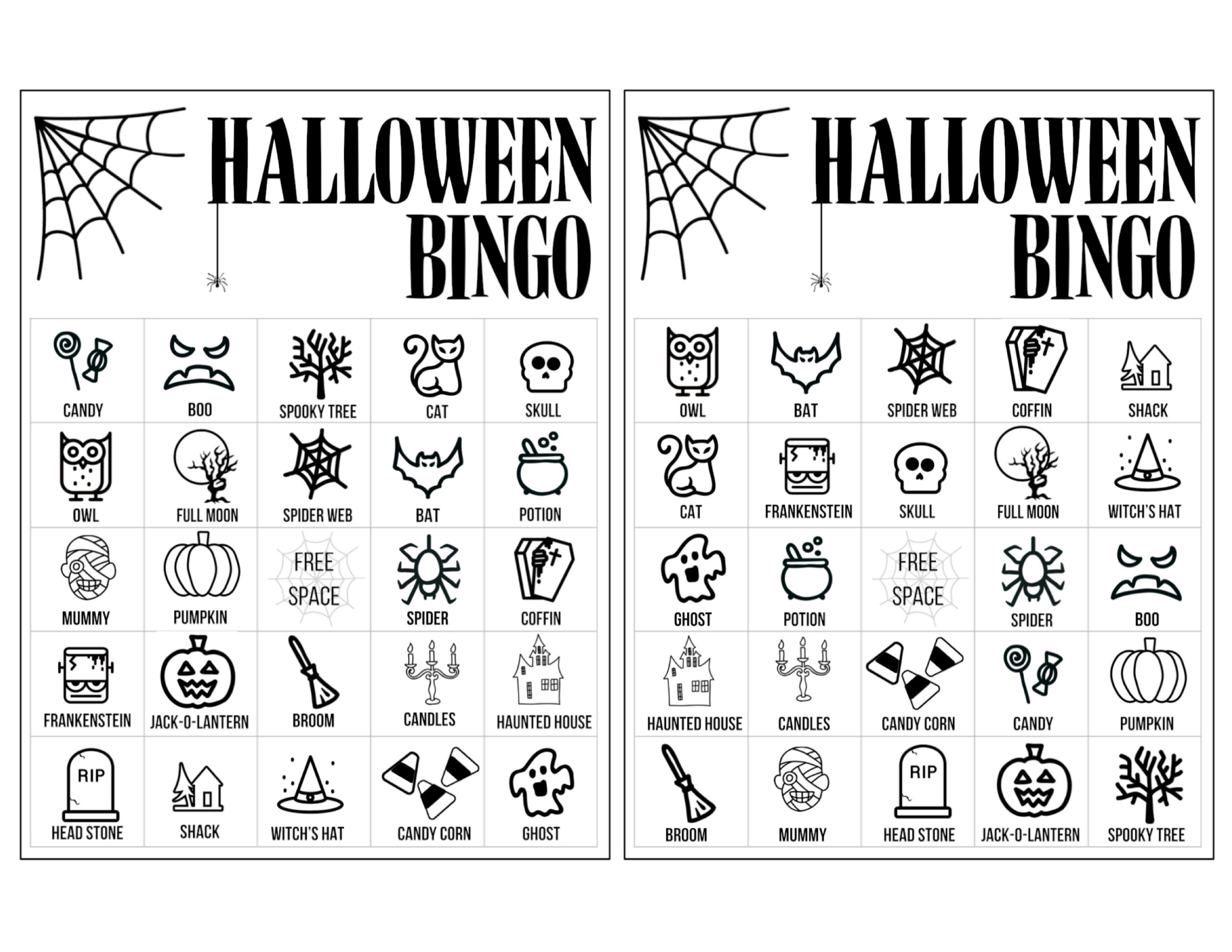 Halloween Bingo Printable Game Cards Template - Paper Trail Design for Printable Halloween Bingo Cards For Adults