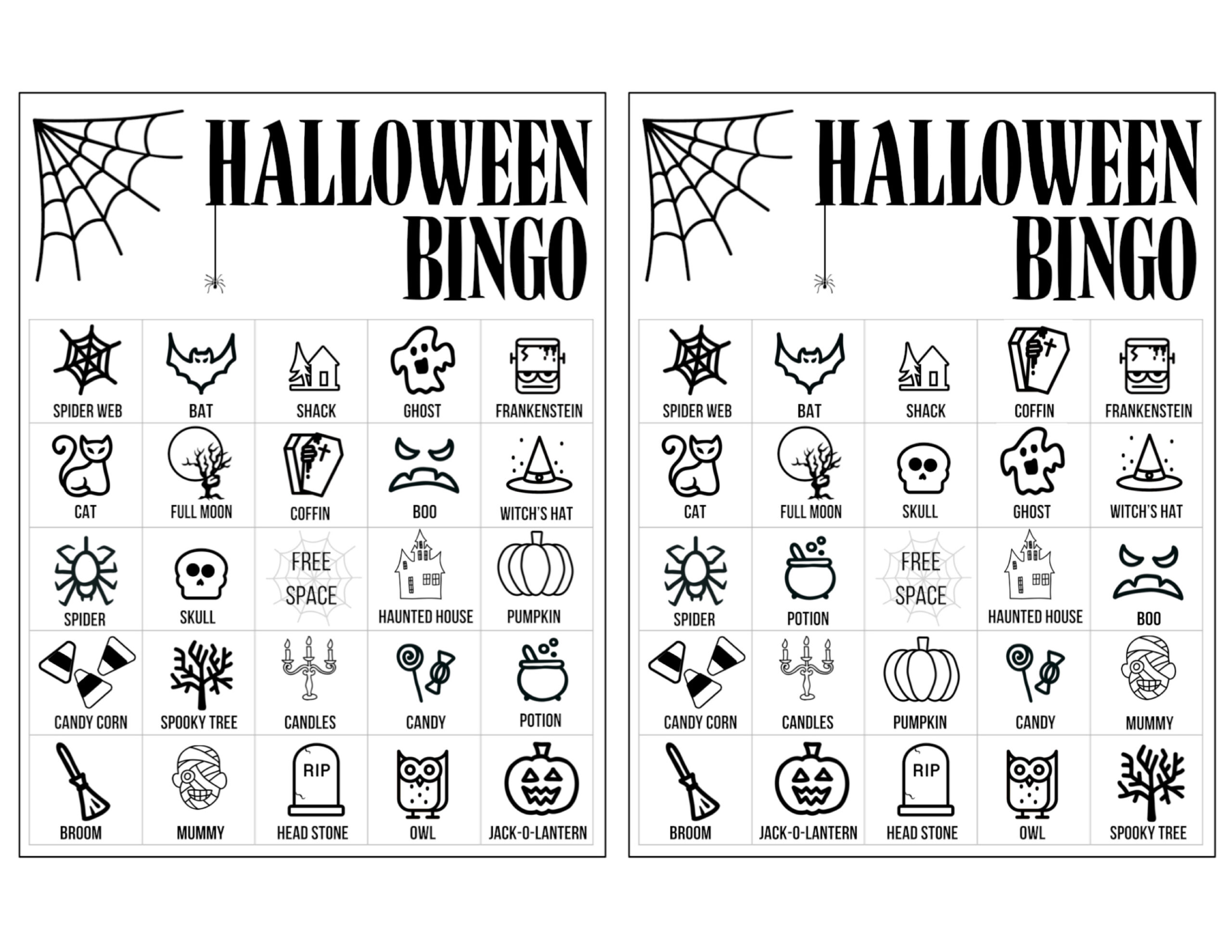 Halloween Bingo Printable Game Cards Template - Paper Trail Design pertaining to Free Printable Halloween Bingo For Adults
