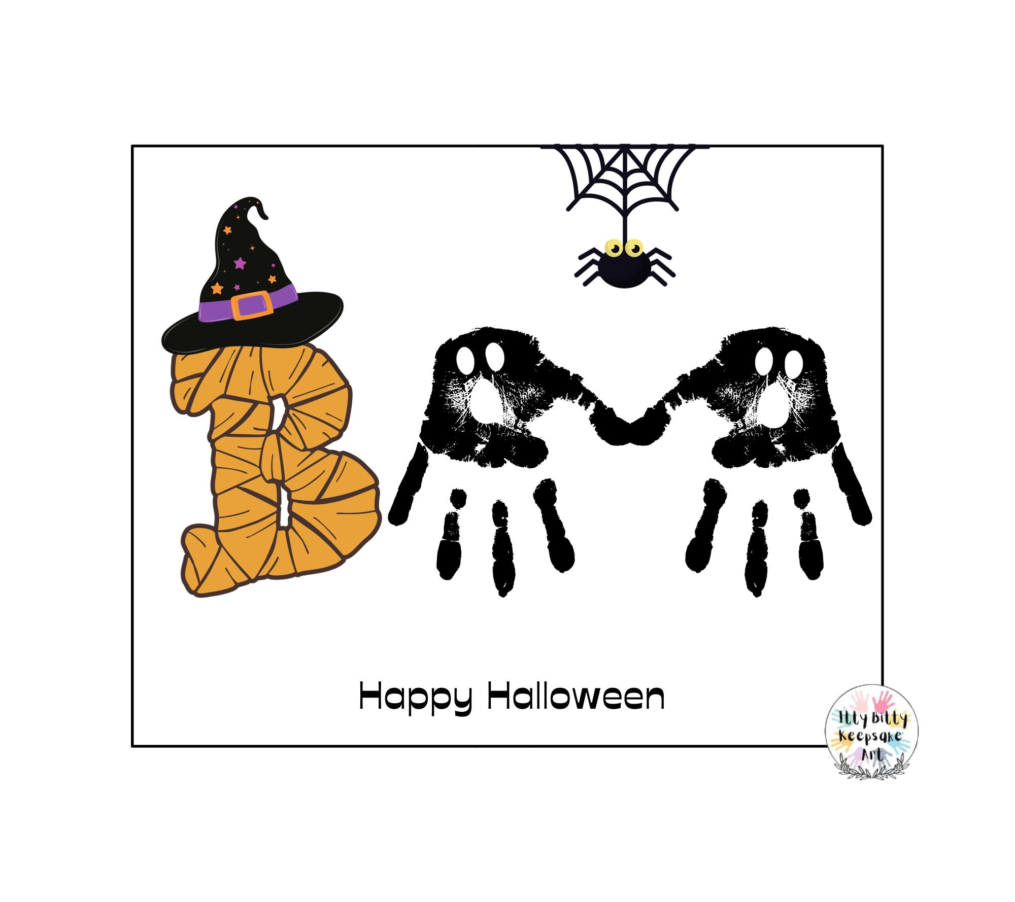 Halloween Boo Handprint Craft Art Printable Template / Autumn in Printable Halloween Handprint