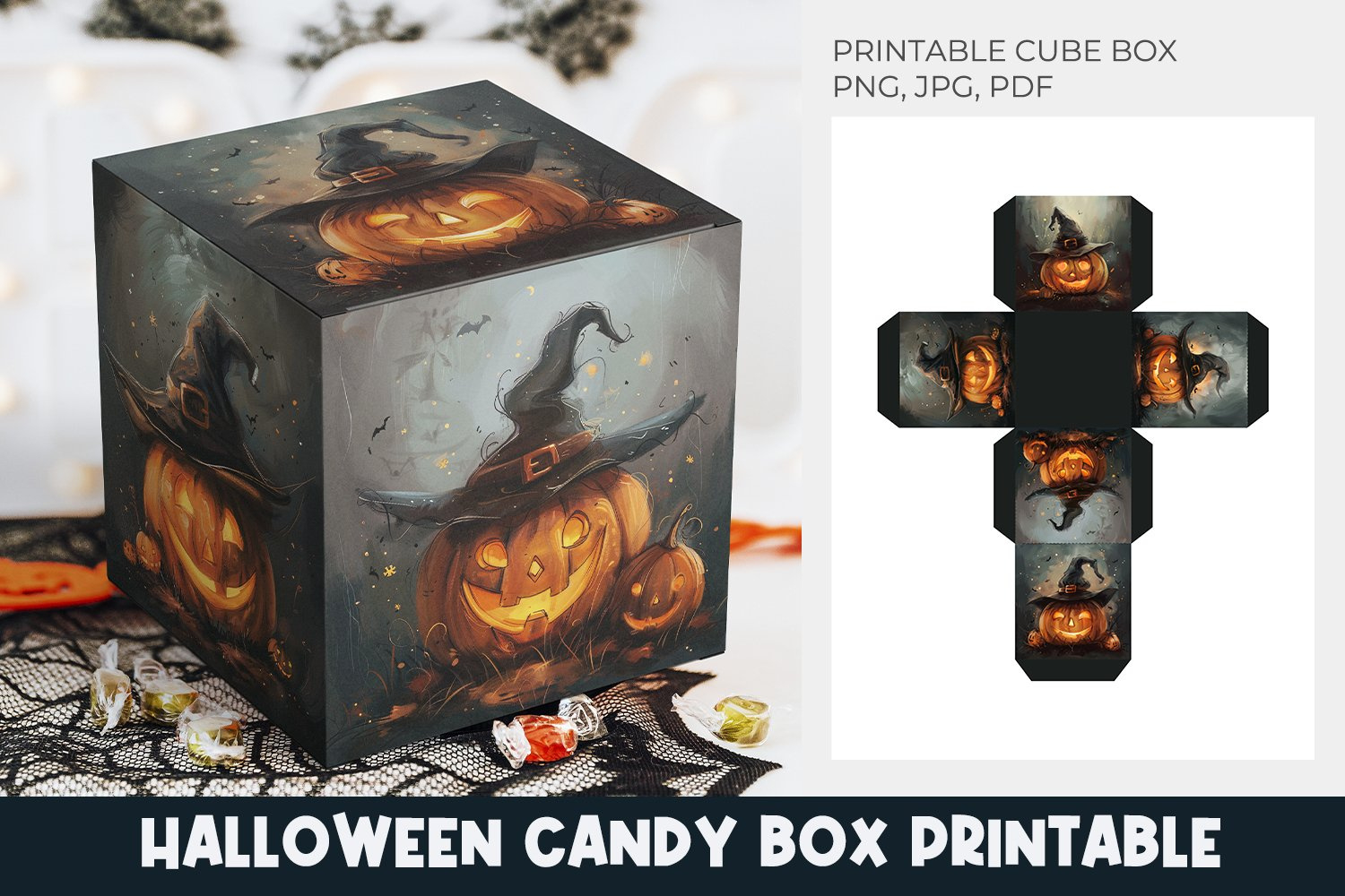 Halloween Box, Halloween Candy Box Printable, Pumpkin Box for Printable Halloween Box