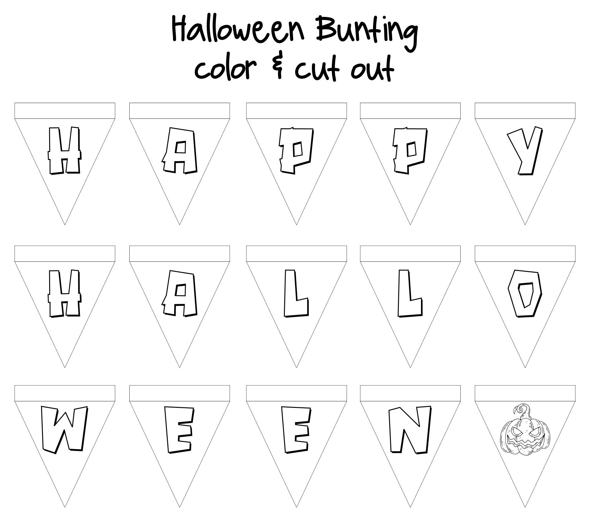 Halloween Bunting - 15 Free Pdf Printables | Printablee in Printable Halloween Bunting To Colour