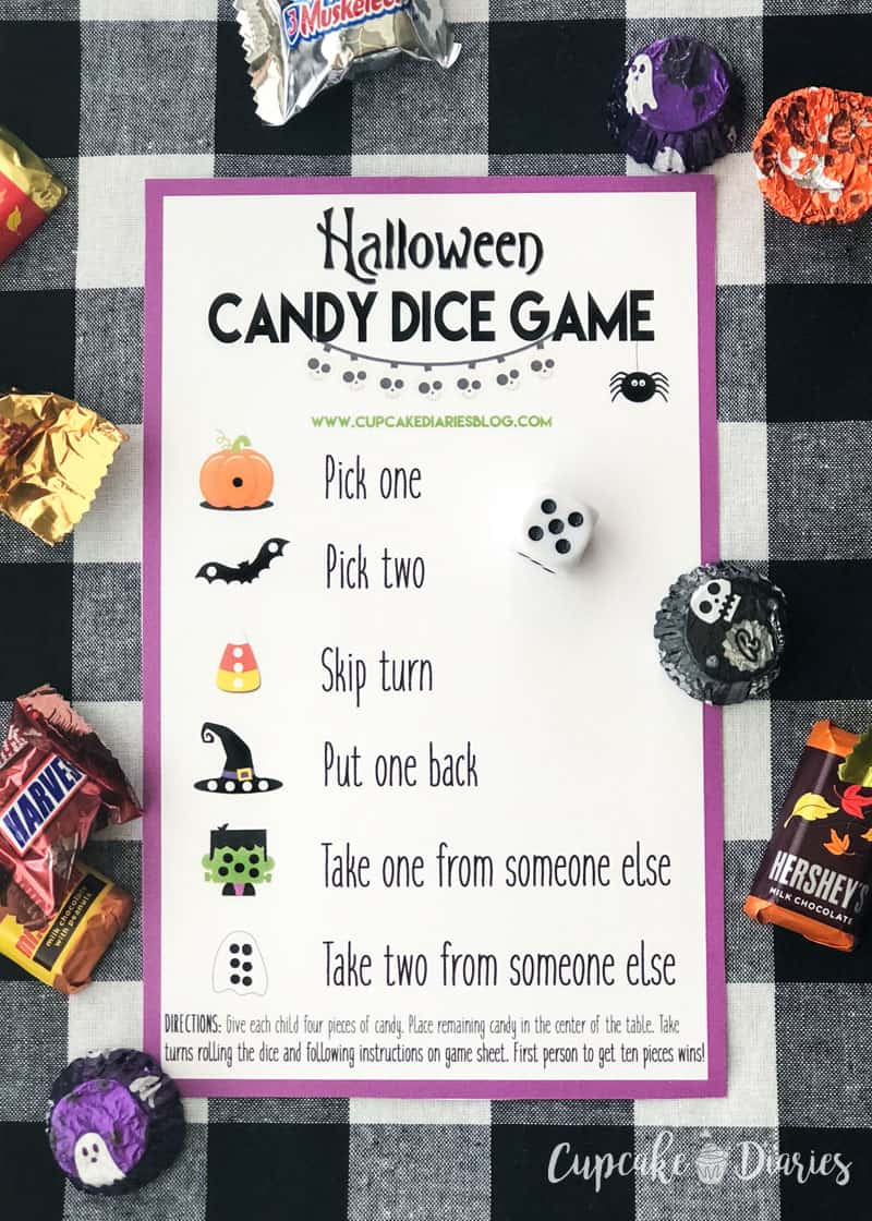 Halloween Candy Dice Game - Cupcake Diaries within Free Printable Halloween Dice Game