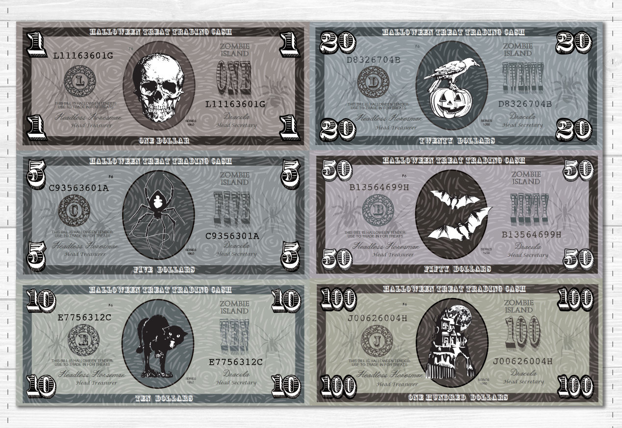 Halloween Cash - Spielgeld - Sofortiger Download Pdf-Datei with Printable Halloween Money