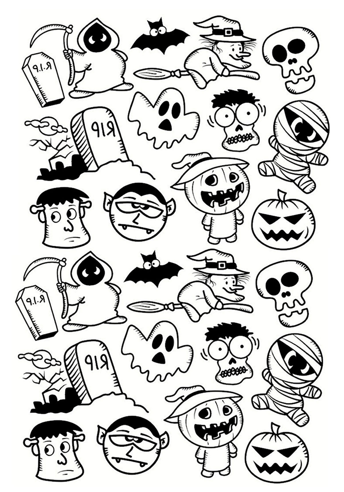Halloween Characters - Halloween Coloring Pages For Adults intended for Printable Halloween Characters