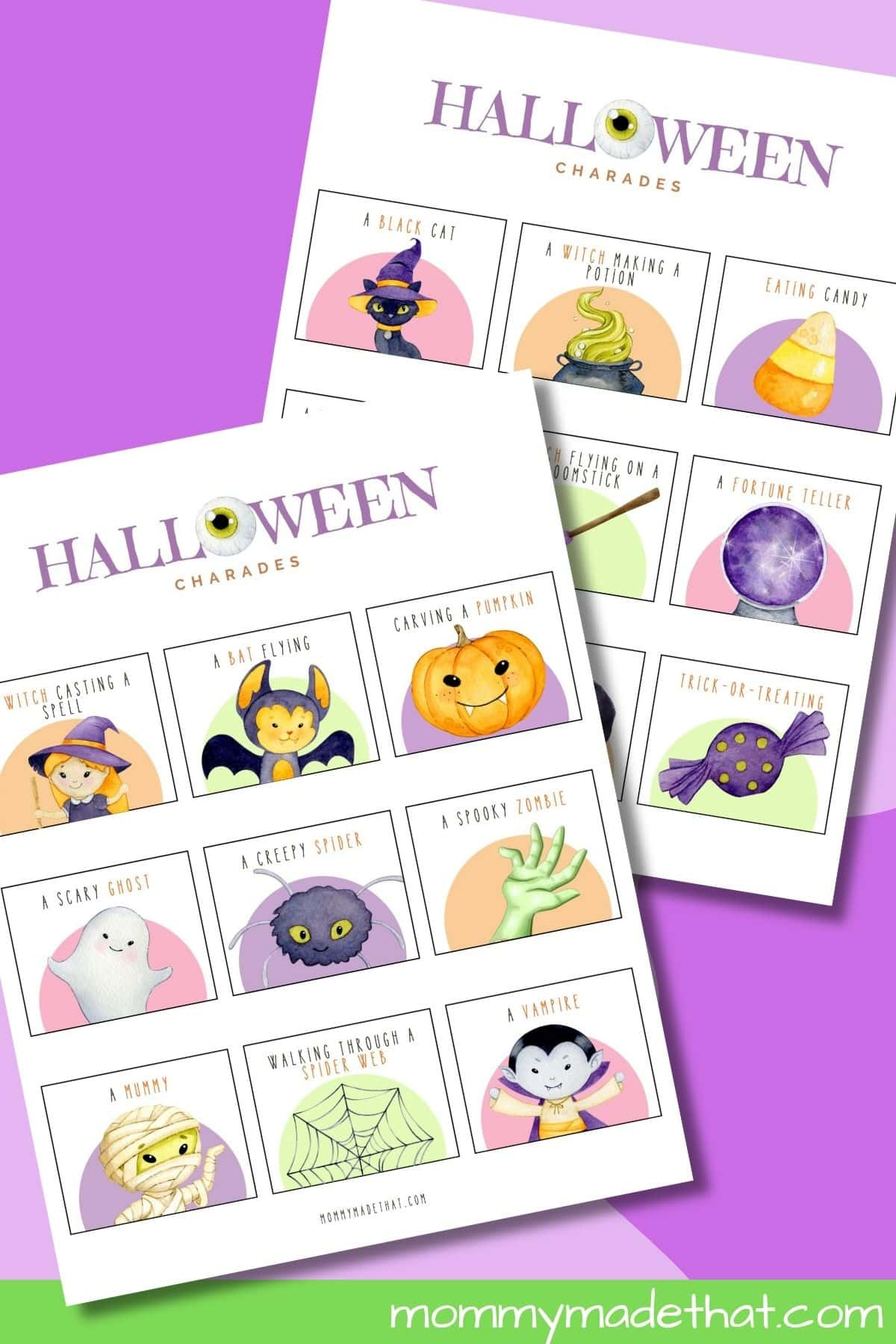 Halloween Charades (Free Printable) throughout Free Printable Halloween Charades For Kids