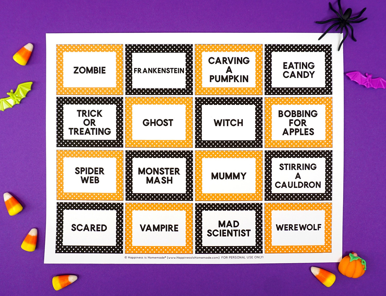 Halloween Charades Game Cards - Happiness Is Homemade in Free Printable Halloween Charades For Kids