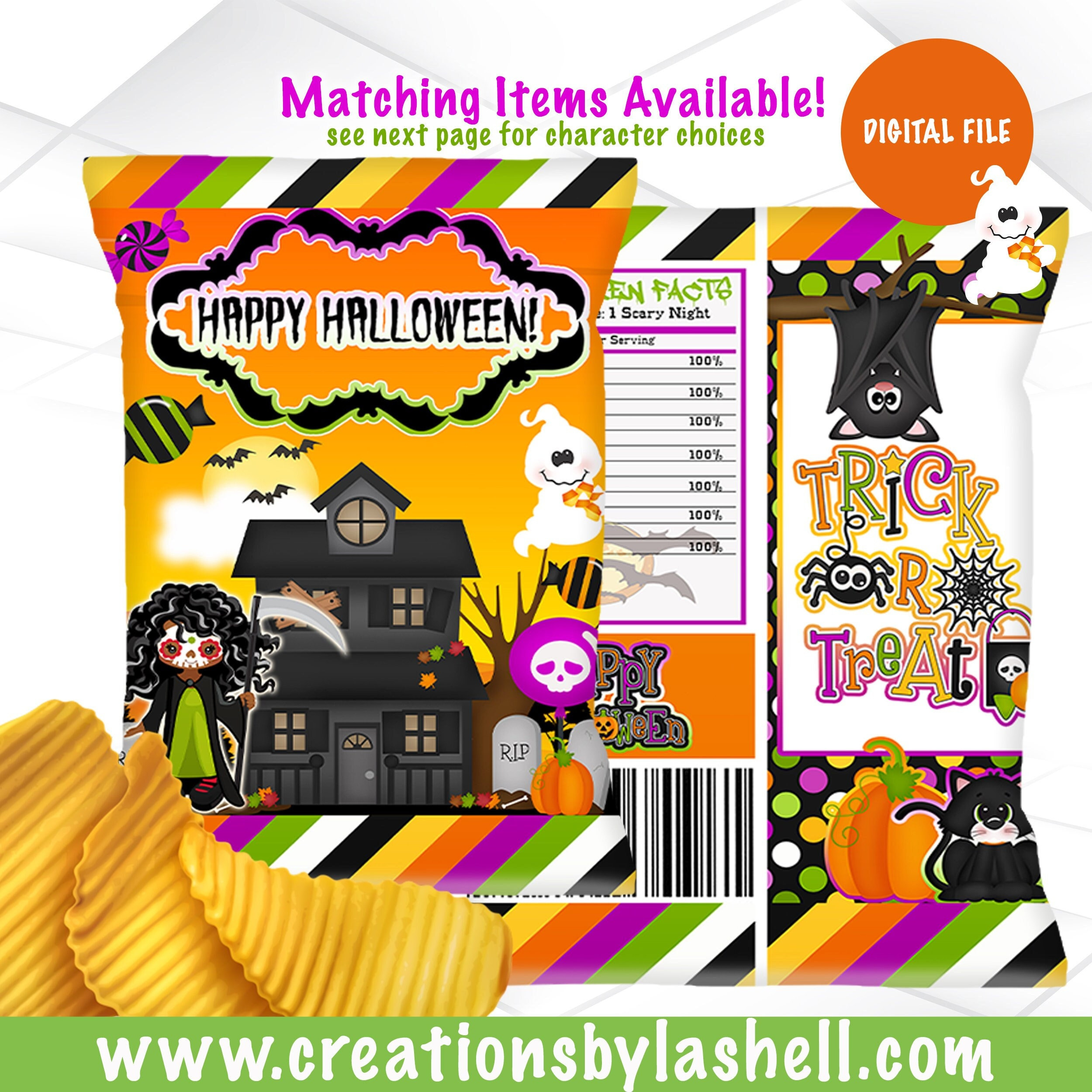 Halloween Chip Taschen Digitale Datei | Halloween Gastliebe throughout Printable Halloween Chip Bag