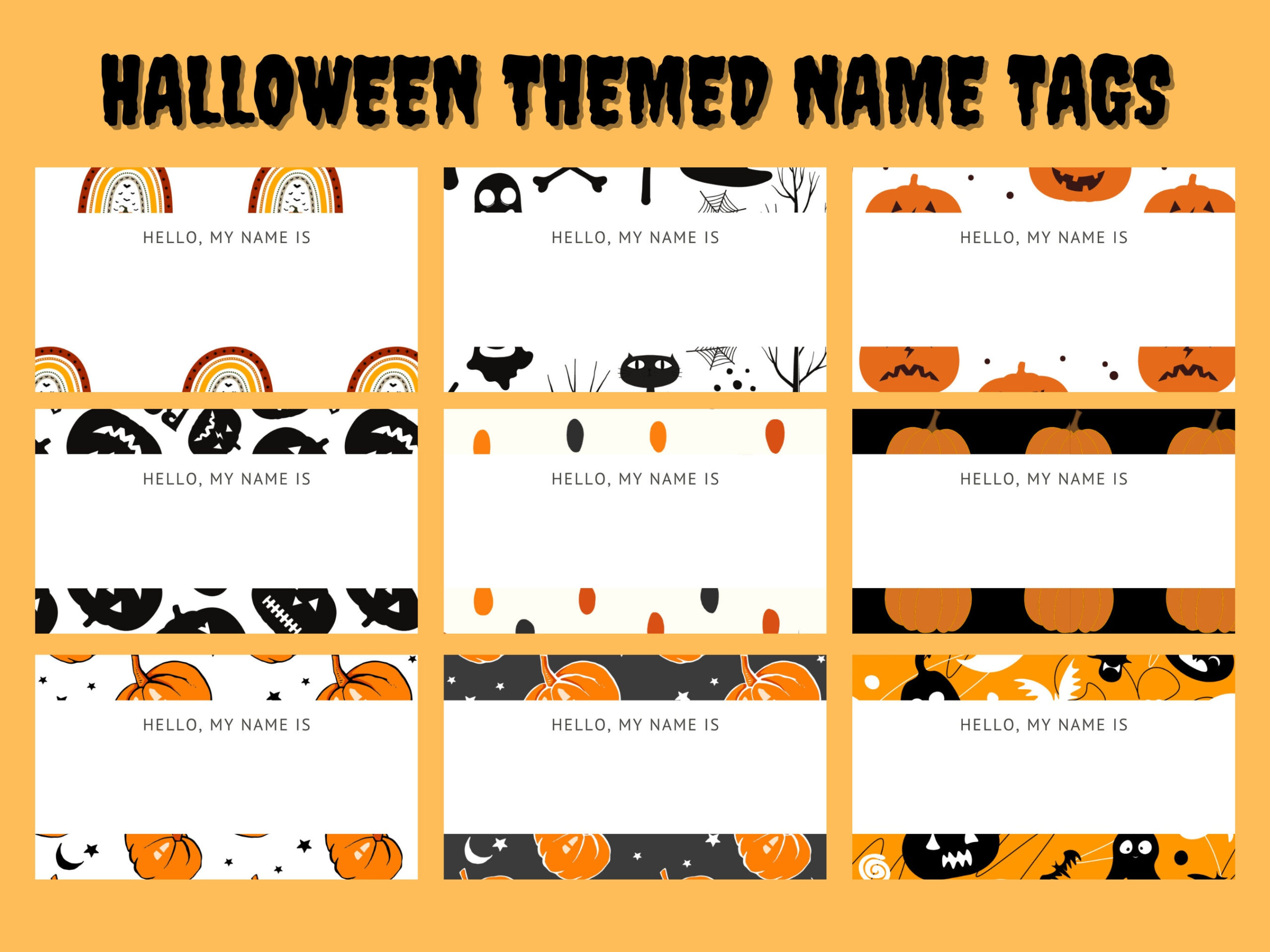 Halloween Classroom Name Tags: Printable Labels (Pdf, Png) - Etsy intended for Printable Halloween Name Tags