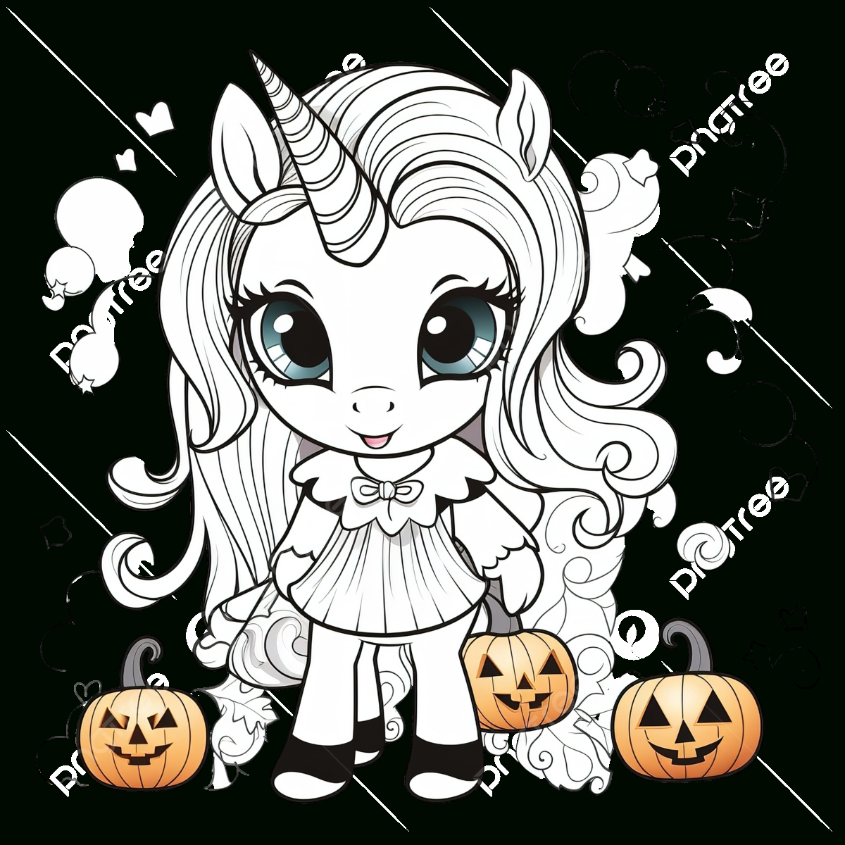 Halloween Coloring Page With Cute Pony In Unicorn Costume, Unicorn pertaining to Unicorn Halloween Coloring Pages Printable