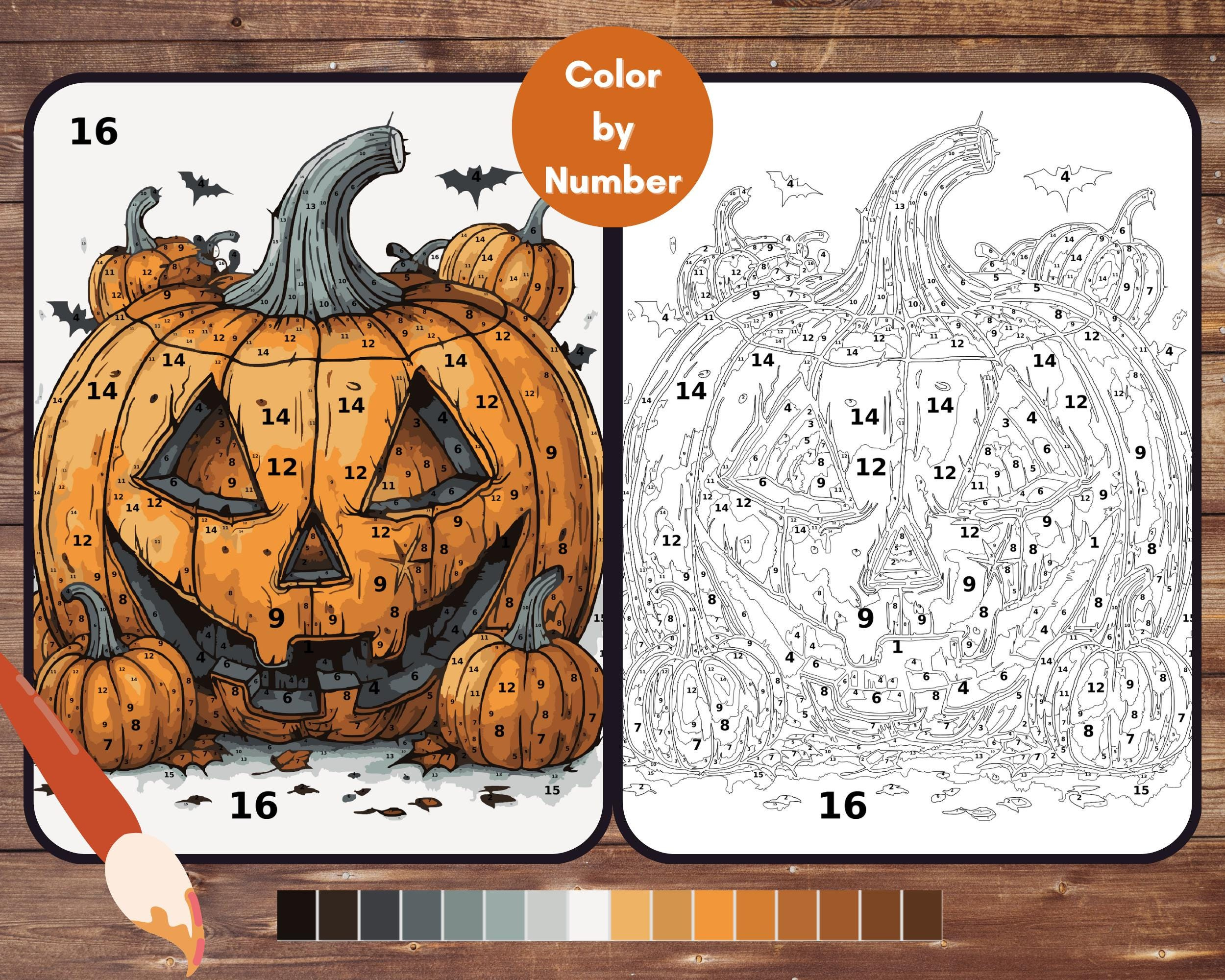 Halloween Colornumber For Adults, Spooky Pumpkin Paint inside Adult Color By Number Printable Halloween