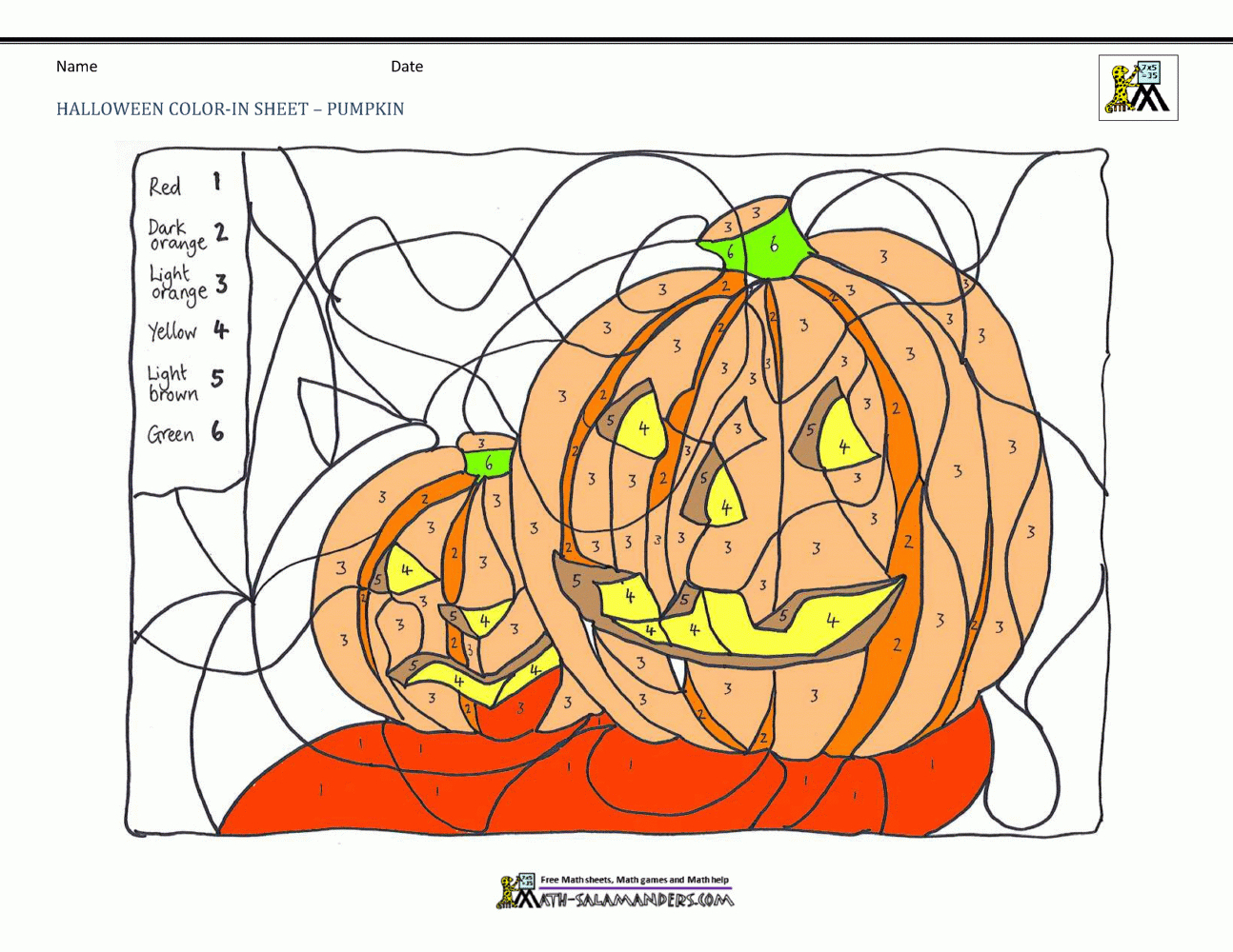 Halloween Colornumber intended for Free Printable Halloween Math Coloring Sheets Free