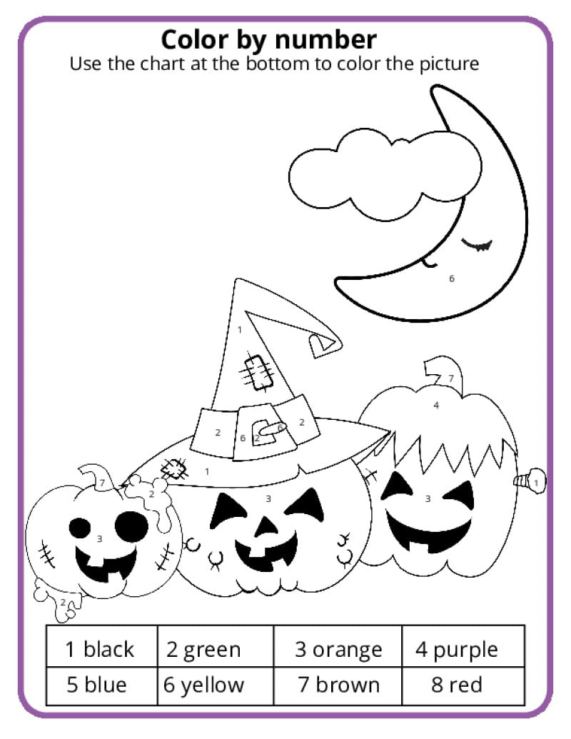 Halloween Colornumber Pages - K12 Math Worksheets throughout Halloween Color By Number Printable