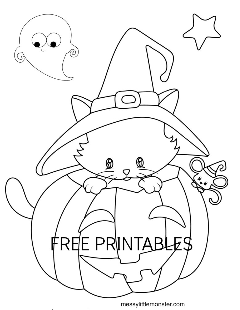 Halloween Colouring Pages For Kids - Messy Little Monster in Free Printable Halloween Images For Kids