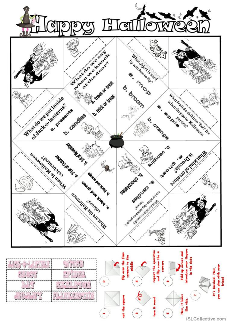 Halloween Cootie Catcher: English Esl Worksheets Pdf &amp;amp; Doc inside Printable Halloween Cootie Catchers