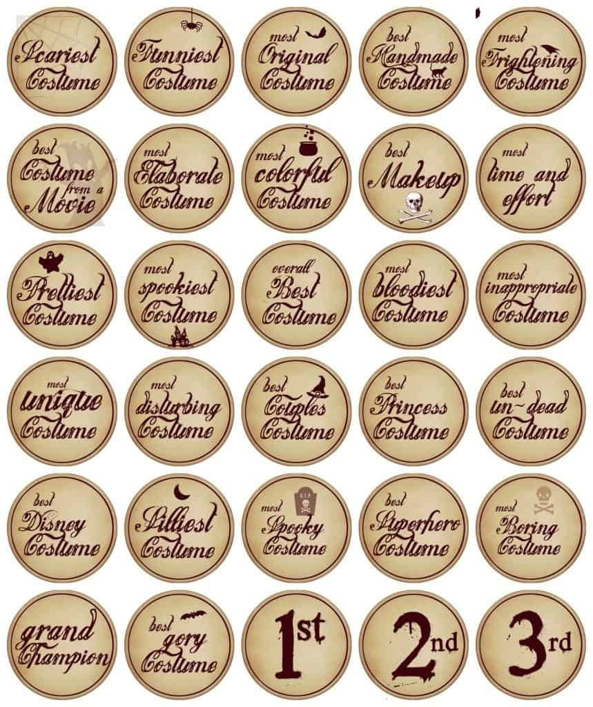 Halloween Costume Awards (With Free Printables!) - A Girl And A within Printable Halloween Accessories